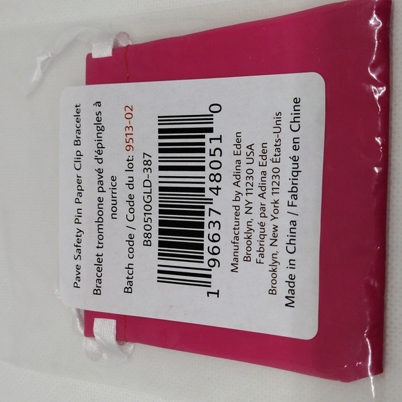 Adina Eden Pave Safety‎ Pin Paperclip Bracelet Gold Plated Sterling Silver - Picture 6 of 6